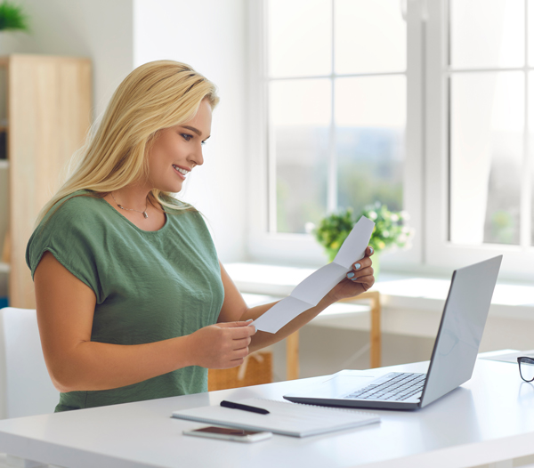 woman reviewing her statement